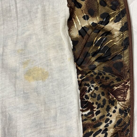 Bomber Jacket Kaktus Plus Women’s 1X Leopard Animal Print Metallic Full Zip VTG - Picture 12 of 13